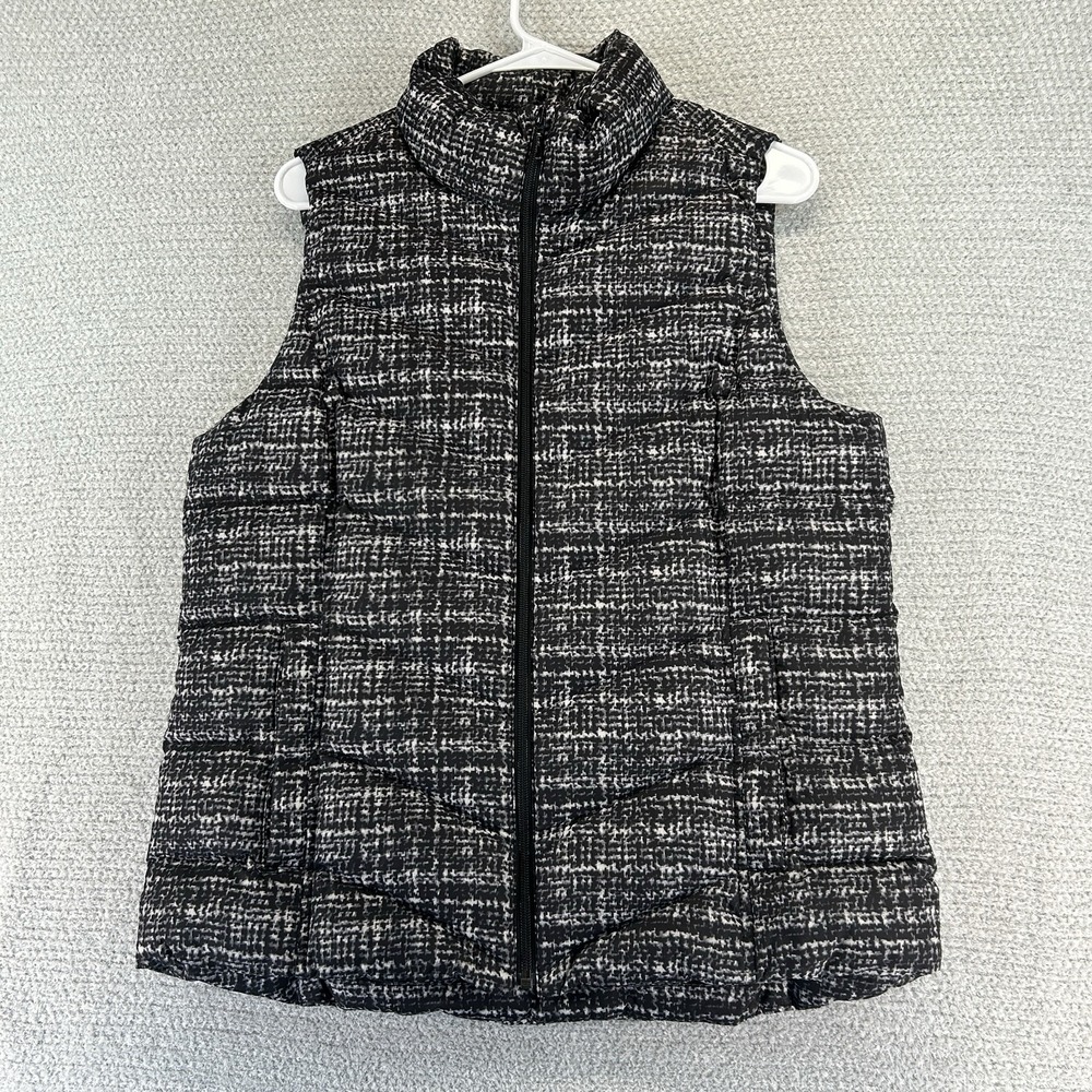Lands End Down Puffer Vest Womens Medium 10-12 Quilted Full Zip Lightweight